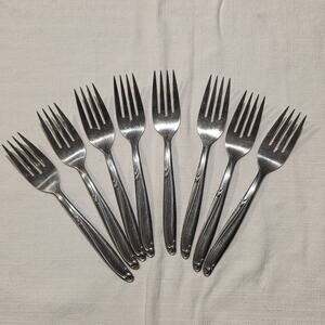 Oneida Salad Forks 8 Simeon & George Rogers Stainless Steel 6 inch Flatware